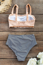 Lade das Bild in den Galerie-Viewer, Bandeau Bikini-Set mit High Waist und Streifen-Muster
