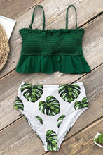 Lade das Bild in den Galerie-Viewer, Smocked Gr¨¹n und Monstera High-Waist Bikini
