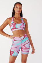 Lade das Bild in den Galerie-Viewer, Abstraktes Marmor Criss Cross Sport-BH Biker Shorts Activewear Set
