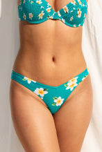 Lade das Bild in den Galerie-Viewer, Aqua Bikinihose mit niedriger Taille und Blumenmuster
