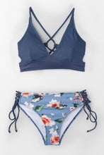 Lade das Bild in den Galerie-Viewer, Triangel-Bikini-Set mit Schn¨¹rung in Blau
