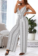 Lade das Bild in den Galerie-Viewer, ?rmelloser Streifen Jumpsuit mit Schn¨¹rung vorne
