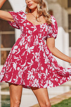 Lade das Bild in den Galerie-Viewer, A-Linien-Kleid mit Blumendruck und Puff?rmeln
