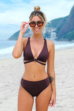 Lade das Bild in den Galerie-Viewer, O-Ring Cutout Bralette &amp; Bikini-Set mit mittlerer Taille
