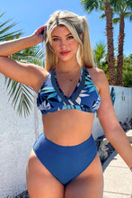 Lade das Bild in den Galerie-Viewer, High Waist blaue Bikinihose mit breitem Bund
