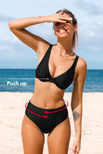 Lade das Bild in den Galerie-Viewer, Boho Bralette mit B¨¹gel &amp; High Waist Bikini-Set mit breiten B?ndern
