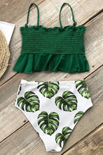 Lade das Bild in den Galerie-Viewer, Smocked Gr¨¹n und Monstera High-Waist Bikini
