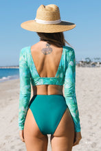 Lade das Bild in den Galerie-Viewer, Langarm-Rashguard mit Blumenmuster &amp; Cheeky Bikini-Set
