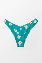 Lade das Bild in den Galerie-Viewer, Aqua Bikinihose mit niedriger Taille und Blumenmuster
