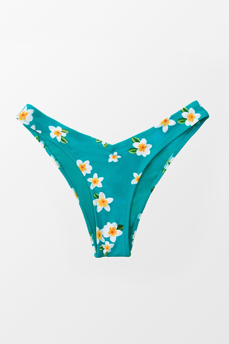 Aqua Bikinihose mit niedriger Taille und Blumenmuster