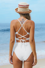 Lade das Bild in den Galerie-Viewer, Bralette mit strukturierter Schn¨¹rung &amp; High Waist Bikini-Set
