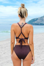 Lade das Bild in den Galerie-Viewer, O-Ring Cutout Bralette &amp; Bikini-Set mit mittlerer Taille
