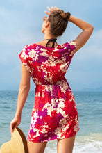 Lade das Bild in den Galerie-Viewer, ?rmelloses Kleid mit Blumen und V-Ausschnitt
