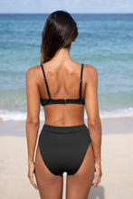 Lade das Bild in den Galerie-Viewer, Geripptes Bralette mit U-Ausschnitt &amp; High Waist Bikini-Set
