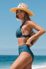 Lade das Bild in den Galerie-Viewer, Criss Cross Triangel &amp; High Waist Aqua Wickel-Bikini-Set
