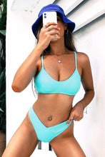 Lade das Bild in den Galerie-Viewer, Aqua Gerippte V Hipster Cheeky Bikinihose
