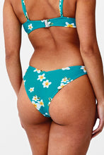 Lade das Bild in den Galerie-Viewer, Aqua Bikinihose mit niedriger Taille und Blumenmuster
