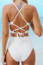 Lade das Bild in den Galerie-Viewer, Bralette mit strukturierter Schn¨¹rung &amp; High Waist Bikini-Set
