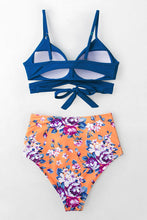 Lade das Bild in den Galerie-Viewer, Sommertraum Blau Wickel und Blumen High-Waist Bikini
