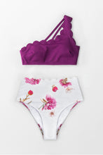 Lade das Bild in den Galerie-Viewer, Bikini-Set mit floralem Muster und Scallop in Lila
