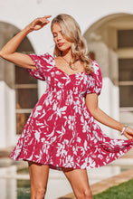 Lade das Bild in den Galerie-Viewer, A-Linien-Kleid mit Blumendruck und Puff?rmeln
