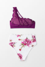 Lade das Bild in den Galerie-Viewer, Bikini-Set mit floralem Muster und Scallop in Lila
