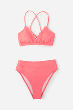 Lade das Bild in den Galerie-Viewer, Scalloped-Bralette-Bikinioberteil und Bikinihose mit High waist
